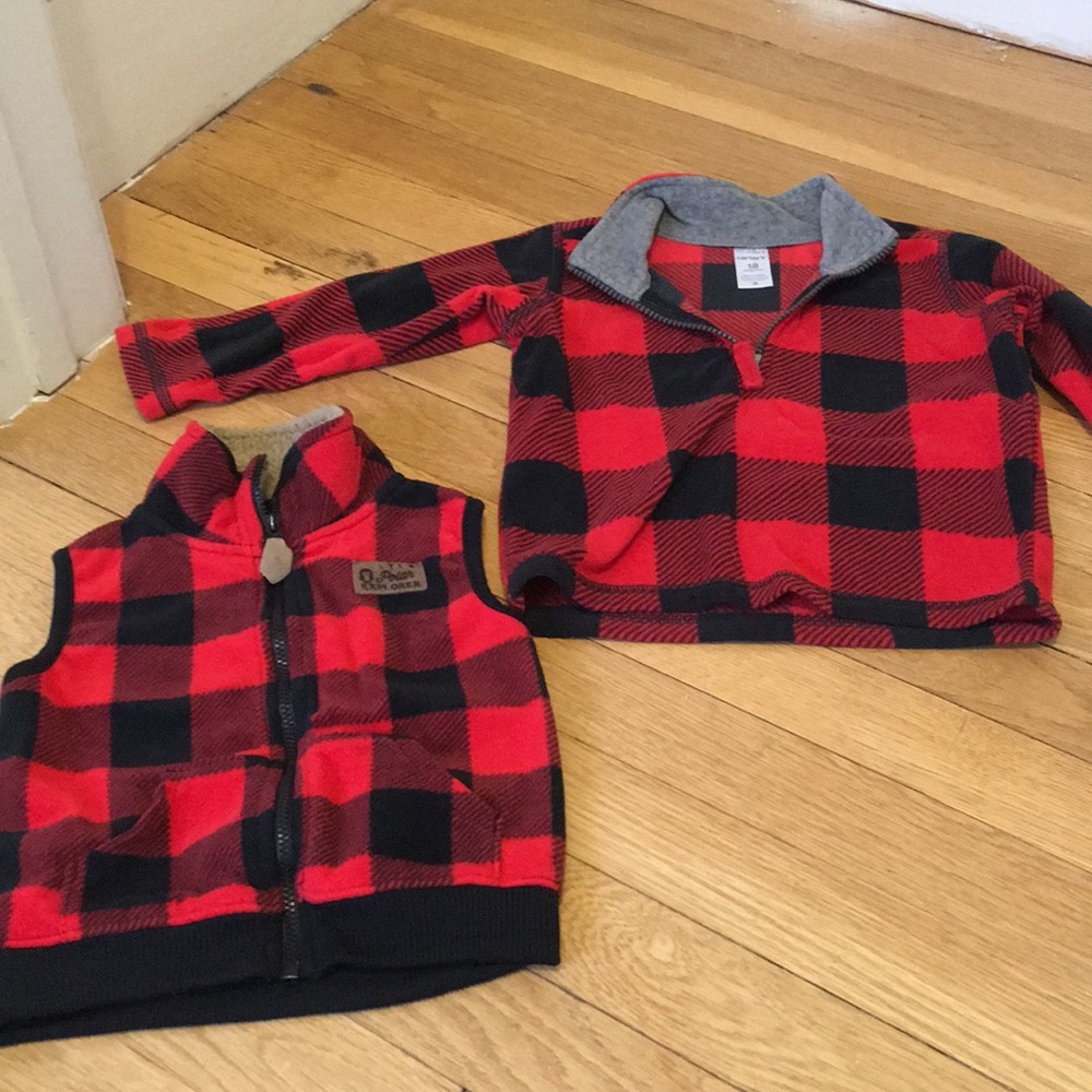 Carter’s Buffalo Check Vest and Pull-over